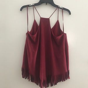 Ya Los Angeles Tops - Maroon Fringe Top Ya Los Angeles Tops - Maroon Fringe Top